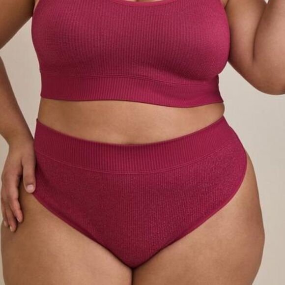 Torrid Seamless Mid Rise Thong Shimmer Rib Panty - Picture 1 of 3